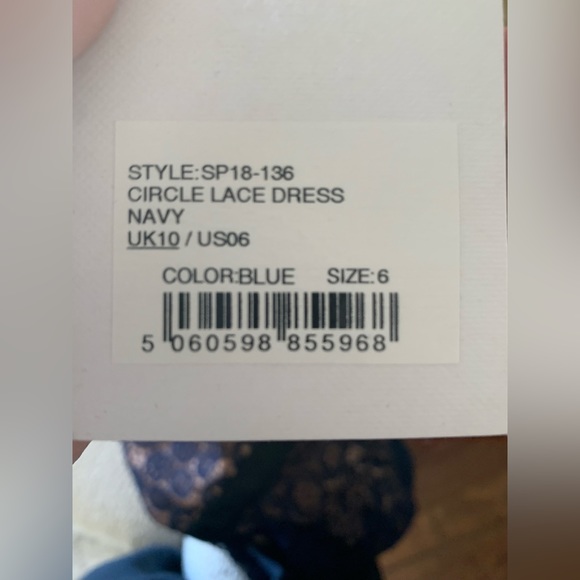 NWT Self-Portrait Circle Blue Navy Lace Asymmetric Hem Midi Cocktail Dress Sz 6 - Picture 7 of 9